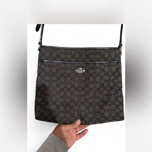 Coach Monogram Shoulder Bag in Black and Gray